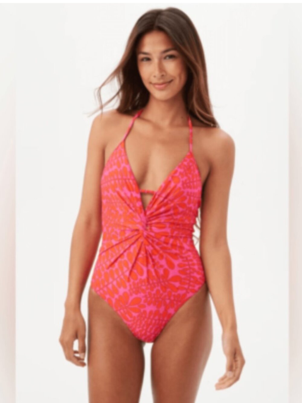 NWT Trina Turk Trellis Twist Plunge Maillot One Piece Swimsuit Size 8